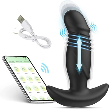 Bluetooth-Массажер простаты, Телескопическая анальная пробка, Вибраторы, Сексуальные игрушки для мужчин, гей-фаллоимитатор для женщин, приложение, вибратор с дистанционным управлением
