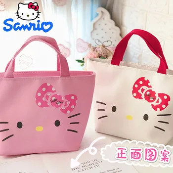 Сумка Sanrio Bento, изолированная сумка для ланча, сумка для бенто из искусственной кожи, две стороны с различными узорами, Милая My Melody Hello Kitty