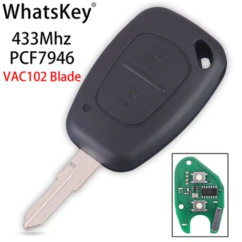 WhatsKey 5шт 2 Кнопки дистанционного ключа автомобиля Для Renault Trafic 2 Master Vivaro Movano Kangoo ID46 PCF7946 Чип 433 МГц Режиссерский NE73 blade