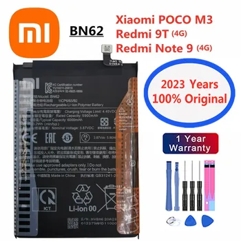 2023 года Высококачественный Оригинальный Аккумулятор Для Xiaomi POCO M3/Redmi 9T Note 9 4G Версии 6000 мАч BN62 Аккумуляторы для телефонов + Инструменты