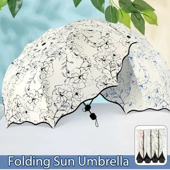 Женский зонт, легкий, складной для путешествий, водонепроницаемый, Ветер, УФ, Солнце, Дождь, цветок, Изысканное творчество, прочный зонт от Солнца