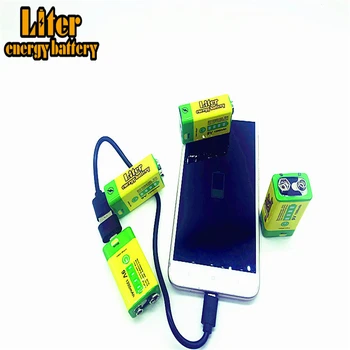 100ШТ 9В Аккумуляторная батарея 1200 мАч USB Портативные аккумуляторы Micro USB для модели радиоуправляемого вертолета, микрофон, Аккумуляторная батарея