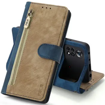 RFID Кожаный Чехол-бумажник на молнии Для Xiaomi Poco X4 X3 M4 M3 Pro X 3 NFC 5G Флип Etui Для Poco F4 GT M5S M5 M4 F3 F2 C40 Чехол