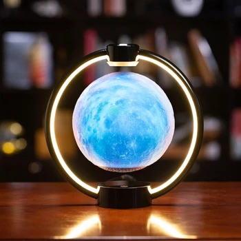 Магнитная Левитация Луна Светодиодный Свет Bluetooth Динамик 3D Стерео 7 Цветов Атмосферная Лампа Декор Комнаты Ночник Украшения Подарки