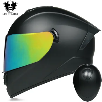 Мотоциклетный шлем Новый Мужской Шлем для мотокросса с полным лицом, шлем для мотогонки, гоночный шлем с двойными линзами, Каско, одобренный Moto DOT, S-XL