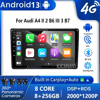 DSP Android 13 Автомобильный Радиоприемник Авто Стерео Плеер WiFi Для Audi A4 II 2 B6 III 3 B7 2000-2009 S4 2002-2008 RS4 2005-2009