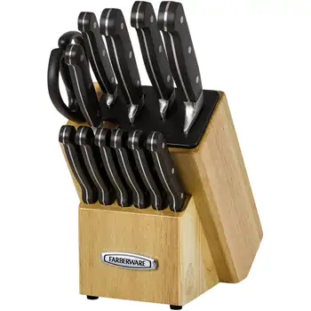Набор столовых приборов Farberware Edgekeeper из 13 предметов с тройными заклепками, набор кухонных ножей, держатель для ножей