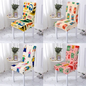 Чехол для стульев в мультяшном портретном стиле, Чехлы для стульев, Элементы отдыха и развлечений, Эластичный чехол для стульев Home Stuhlbezug