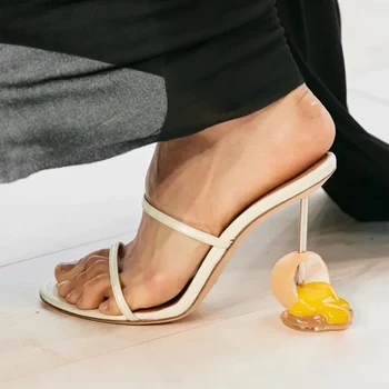 Женские дизайнерские тапочки и сандалии на каблуке, белые, черные, на высоком каблуке, желтые, римские сандалии на каблуке, обувь большого размера 39