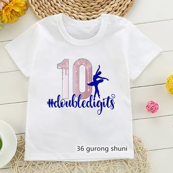 рубашка на 10-й день рождения с двойными цифрами Для девочек 10, Балетный Танцевальный костюм, футболка Для девочек, Модная одежда для девочек, футболка с Бретелями, Прямая доставка