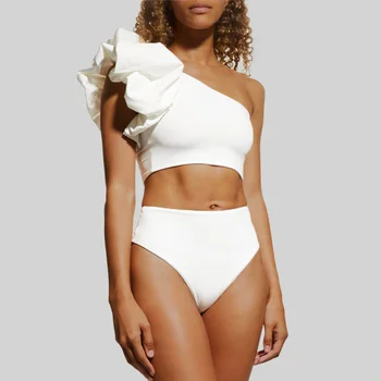 Однотонный модный Асимметричный Раздельный купальник, Белое праздничное пляжное платье, Дизайнерский купальник, летняя одежда для серфинга