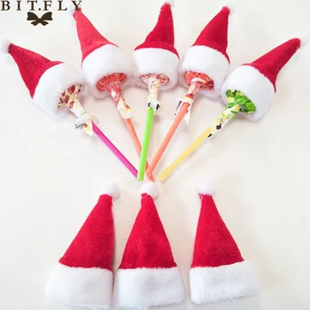 BITFLY Мини Санта Клаус, шапка-леденец на палочке, Рождественский чехол для конфет, новогодний подарок для детей, Креативные рождественские украшения Noel для дома