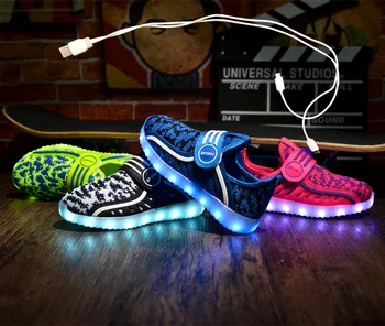 Размеры 26-37, Детские кроссовки со светодиодной подсветкой, Обувь для мальчиков, Зарядка через USB, Детская обувь с Подсветкой, Светящиеся Кроссовки для девочек, Школьная Обувь