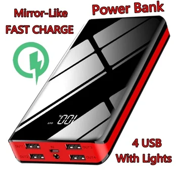 Мобильный банк питания 80000 мАч с фонариком, Портативная внешняя быстрая перезаряжаемая батарея большой емкости для iPhone Xiaomi Huawei