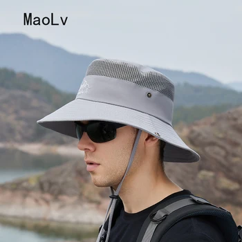 Летняя мужская шляпа с защитой от ультрафиолета, Дышащая шляпа Рыбака, Солнцезащитная шляпа, Уличная рыбалка, Сафари, Пляжная дышащая шляпа с широкими полями