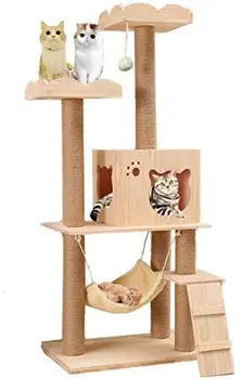 Кондоминиум на кошачьем дереве с когтеточкой из натуральной сизалевой веревки, Игровая башня для кошек, Башня для занятий с котятами, мебель для домашних животных