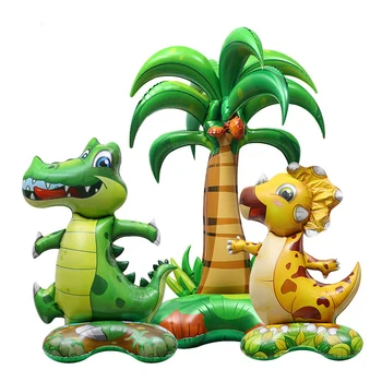 Огромный 4Д стоя животные воздушный шар джунгли сафари динозавр мультфильм Крокодил баллон дети мальчики счастливый Дино тема день рождения декор