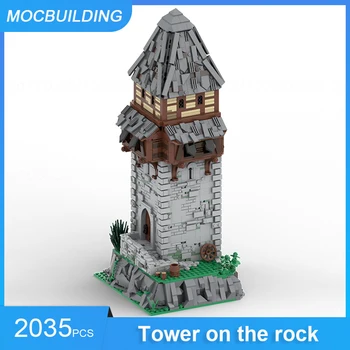 Строительные блоки MOC, сборка кирпичей, Защитная башня на скале, Серия замков, Архитектура, Рождественские детские игрушки, подарки 2035 шт.