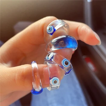 HUANZHI 2021, Новая Корейская Геометрическая акриловая Глазница, кольца на палец для женщин и девочек, милые массивные кольца из смолы, вечерние ювелирные изделия, подарки