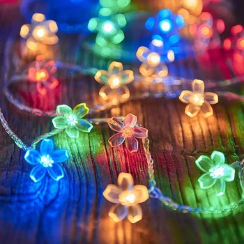Рождественский светодиодный светильник-гирлянда с вишневым цветком на батарейках, Сказочные огни, Уличная Свадебная вечеринка, Украшение дома