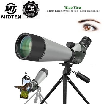 MidTen 20-60X80 HD Зрительная труба Zoom Монокуляр BaK4 Spotter С Двойной Фокусировкой 24 мм Большой Окуляр Для Наблюдения За Целевыми Птицами На открытом воздухе