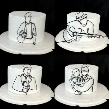 INS Мужская гитара, играющая на торте в честь Дня отца, Акриловый Топпер для торта в виде папочки для украшения торта на день рождения