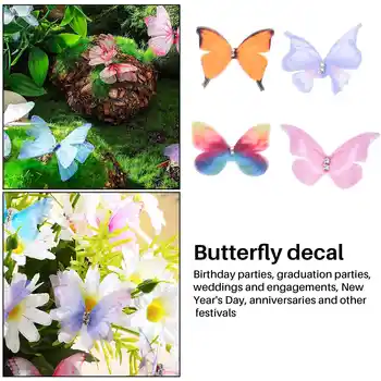 50 шт., аппликация из ткани из органзы градиентного цвета с бабочками, 38 мм, полупрозрачная шифоновая бабочка для декора вечеринок, украшения кукол