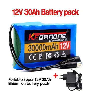 Batería portátil de iones de litio recargable, Monitor de cámara CCTV con cargador, Super 12V, 30000mah, DC 12,6 v, 30Ah