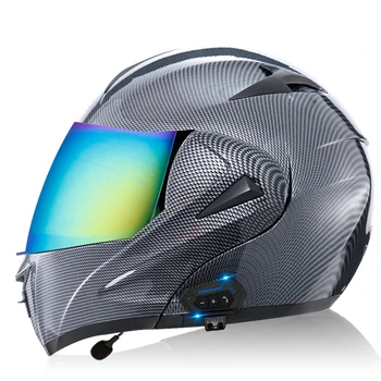 Производители продают беспроводной мотоциклетный шлем, сертифицированный в США DOT /ЕС ECE, имитирующий карбоновое волокно, красочный зеркальный полный шлем