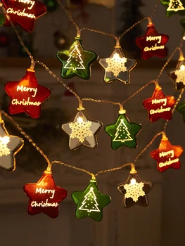 Рождественские огни украшают подвески на рождественскую елку, витрины магазинов, звездные огни, рождественские огни, мигающие огни, гирлянды
