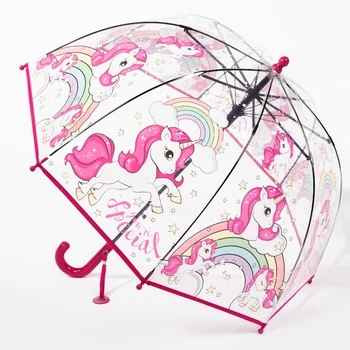 2022 Новая Детская Цветная принцесса С переплетом, Прекрасный зонтик с Единорогом из прозрачного пластика, Kawaii Girl