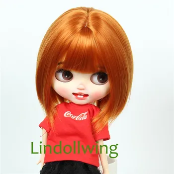 9-10-дюймовый парик Blyth с короткими прямыми волосами морковно-оранжевого цвета