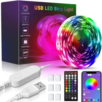 Светодиодные полосы GOTUS USB 32,8 фута - Изменение 16 миллионов цветов, Встроенный музыкальный режим с микрофоном, интеллектуальная защита цепи.