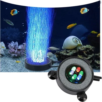 Светодиодный Аквариумный светильник с воздушным пузырем, Погружной светильник для аквариума, Меняющий цвет, Подводный светильник с пузырьковым камнем для декора аквариума