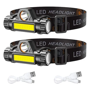 Светодиодный налобный фонарь, многофункциональный налобный фонарь с сильным светом, USB-зарядка с магнитом, Уличный Водонепроницаемый налобный фонарь для ночной рыбалки