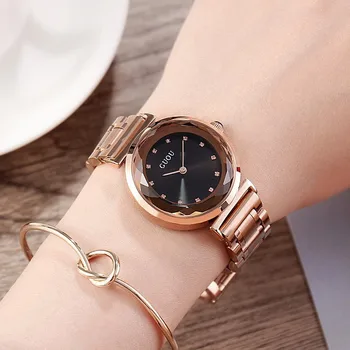 Модный Guou, лидирующий бренд, Розовый, полный ремешок из розового золота и нержавеющей стали, простые роскошные женские водонепроницаемые кварцевые часы