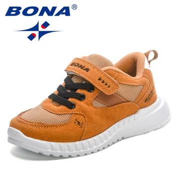 BONA/Новинка 2023, Дизайнерские Модные кроссовки, Повседневная обувь для мальчиков, Удобная Высококачественная спортивная обувь для бега, обувь на плоской подошве для девочек