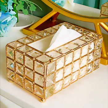 Коробка Для хранения Тканевого Чехла Сверкающий Золотой Серебряный Стеклянный Бумажный Контейнер для Автомобиля-Ресторана Home Hotel