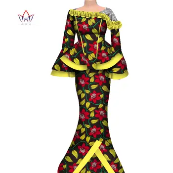 Африканская одежда, Женский костюм с Расклешенным рукавом, Длинные Вечерние Платья Дашики, Халаты, Комплекты из 2 предметов, Топ и Юбки 2021, Africaine Femme WY060
