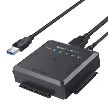Портативный адаптер USB3.0 для IDE/SATA UK Plug Полезная светодиодная подсветка Быстрое подключение Подключи и играй для 2,5 3,5-дюймового жесткого диска/SSD/IDE CD ROM