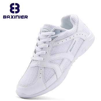 BAXINIER/ Белые туфли для черлидинга для девочек, Сетчатые дышащие теннисные туфли для тренировок, легкие кроссовки для молодежных соревнований по чирлидингу