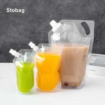 StoBag 100шт Прозрачная Пластиковая Упаковка Для Жидкости Многоразовые Пакеты Для Питья Сок Напиток Герметичный Прозрачный Стенд Для Хранения Оптом