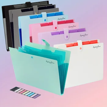 Папка-аккордеон, папка с 5 карманами, Портативная расширяющаяся папка для файлов с этикетками, Расширяемый органайзер для папок